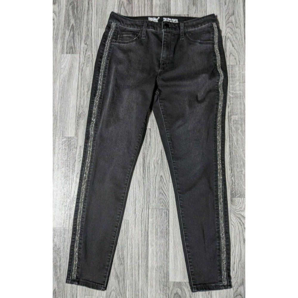 Mossimo Denim Women Size 8 / 29 High Rise Stretch Beaded Black Denim Jeggings